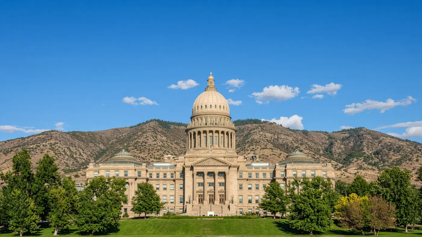 Idaho State Capitol and the Boise foothills