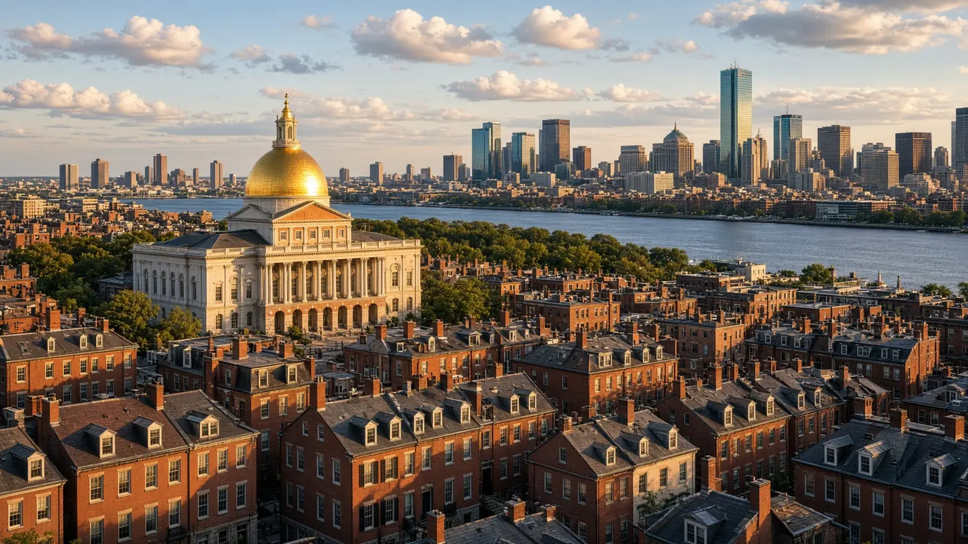 Massachusetts State House gold dome in Boston