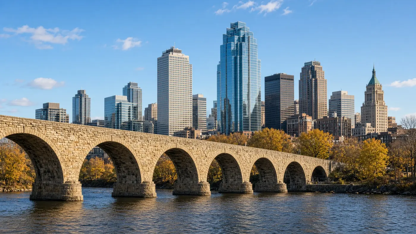 Stone Arch Bridge and the Minneapolis skyline