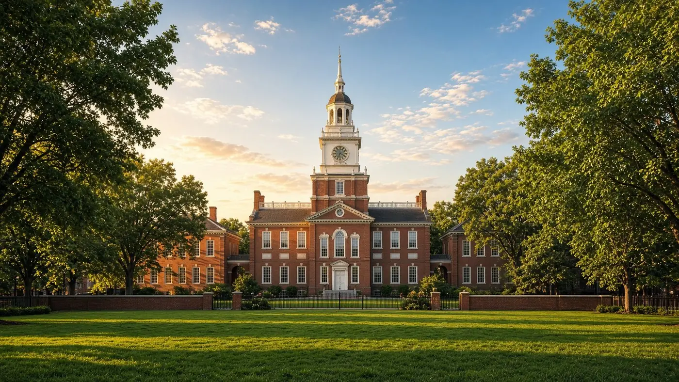 Independence Hall in Philadelphia at golden hour