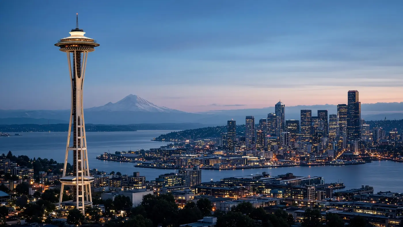 The Space Needle and the Seattle skyline