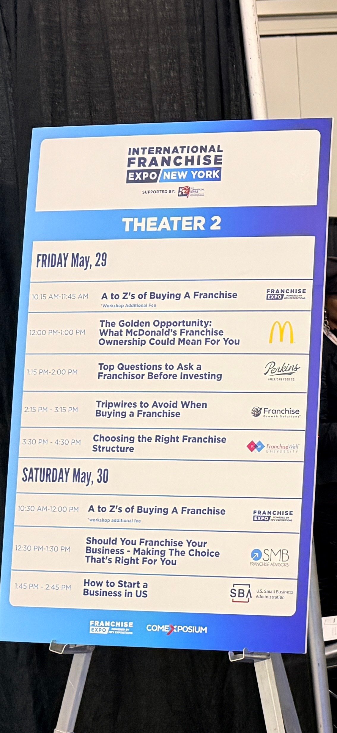 International Franchise Expo Theater 2 session schedule